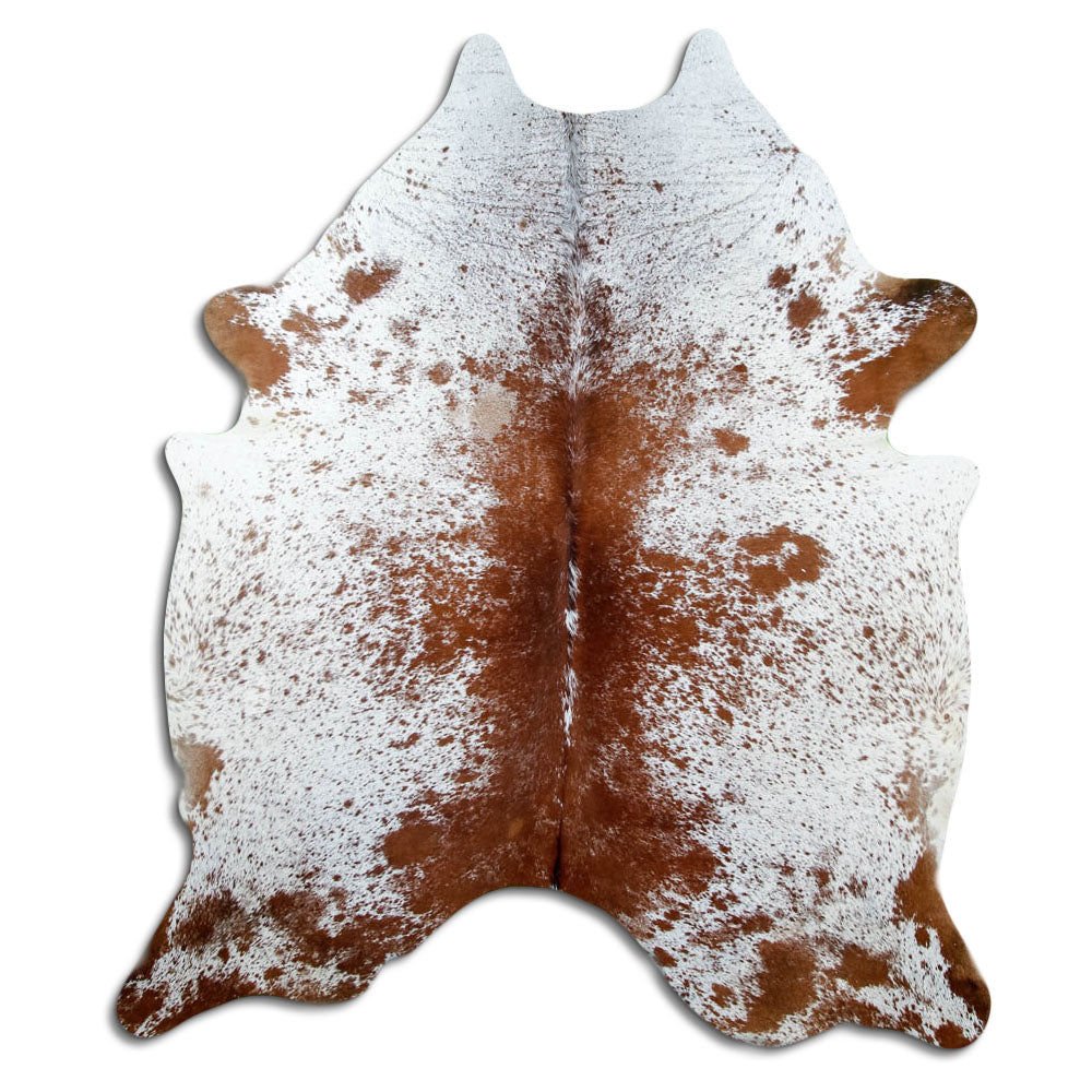 Salt & pepper koeienhuid, ongeveer 220 × 190 cm, van bovenaf gezien: precies de huid die je ontvangt