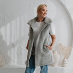Merino bodywarmer "Wave" grijs