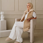 Merino bodywarmer "Wave" beige