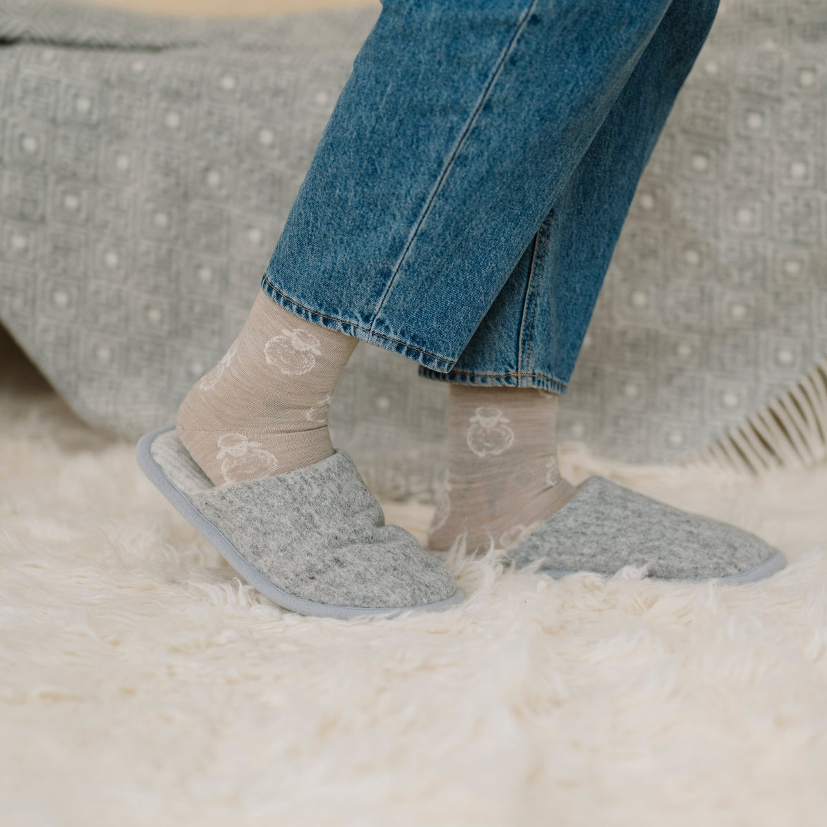 Merino sloffen "Marble"