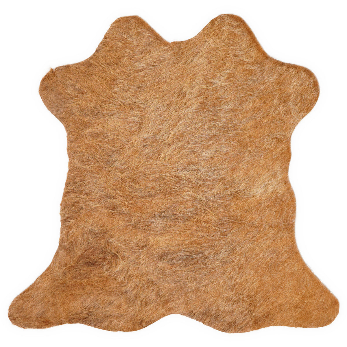 Mini koeienhuid, ongeveer 70 × 70 cm, van bovenaf gezien: precies de huid die je ontvangt