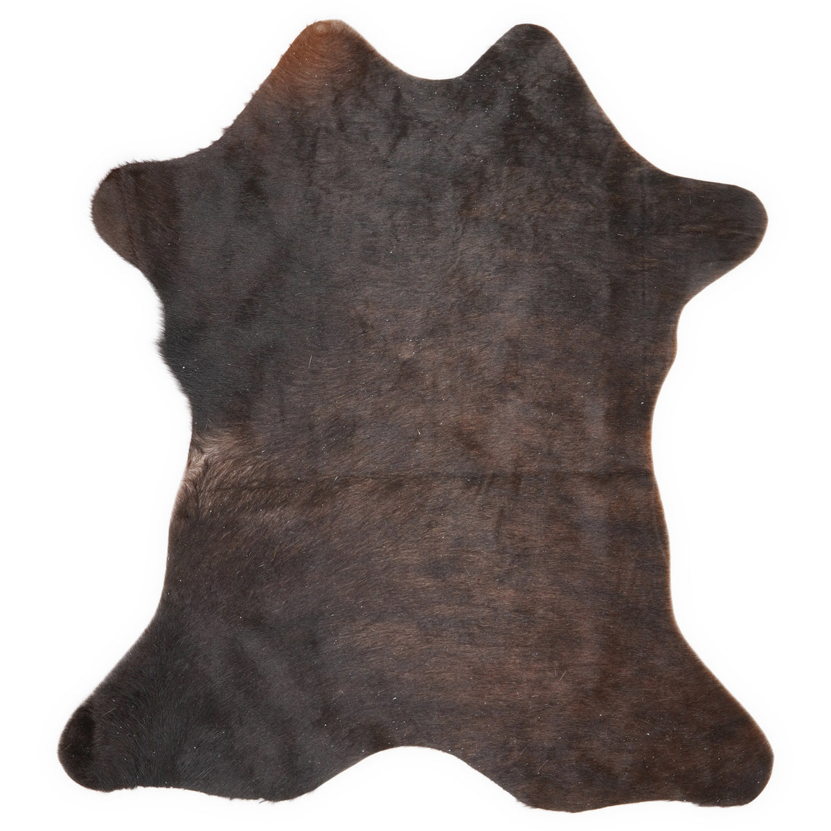 Mini koeienhuid, ongeveer 70 × 70 cm, van bovenaf gezien: precies de huid die je ontvangt