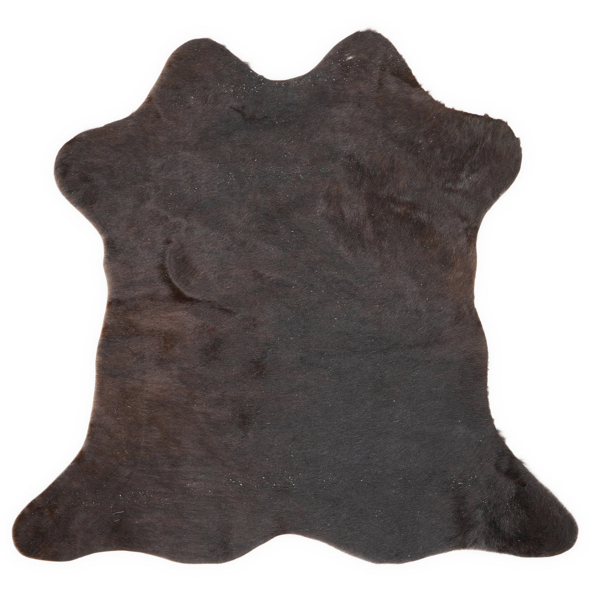 Mini koeienhuid, ongeveer 70 × 70 cm, van bovenaf gezien: precies de huid die je ontvangt