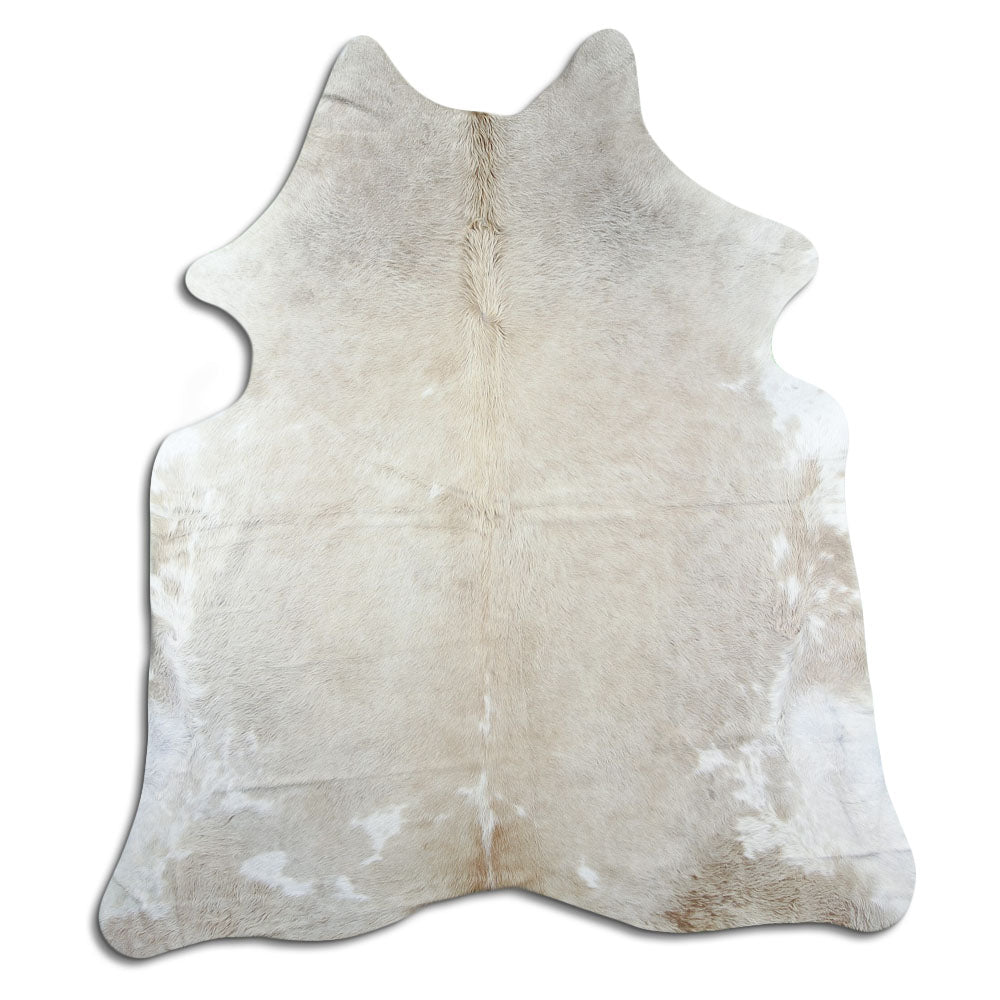 Champagne koeienhuid, ongeveer 200 × 170 cm, van bovenaf gezien: precies de huid die je ontvangt