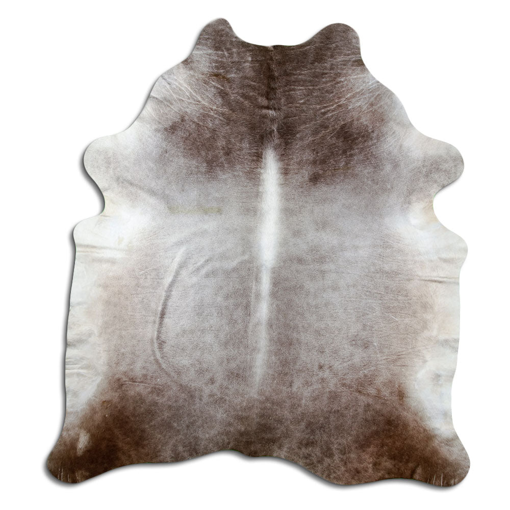 Champagne koeienhuid, ongeveer 230 × 210 cm, van bovenaf gezien: precies de huid die je ontvangt