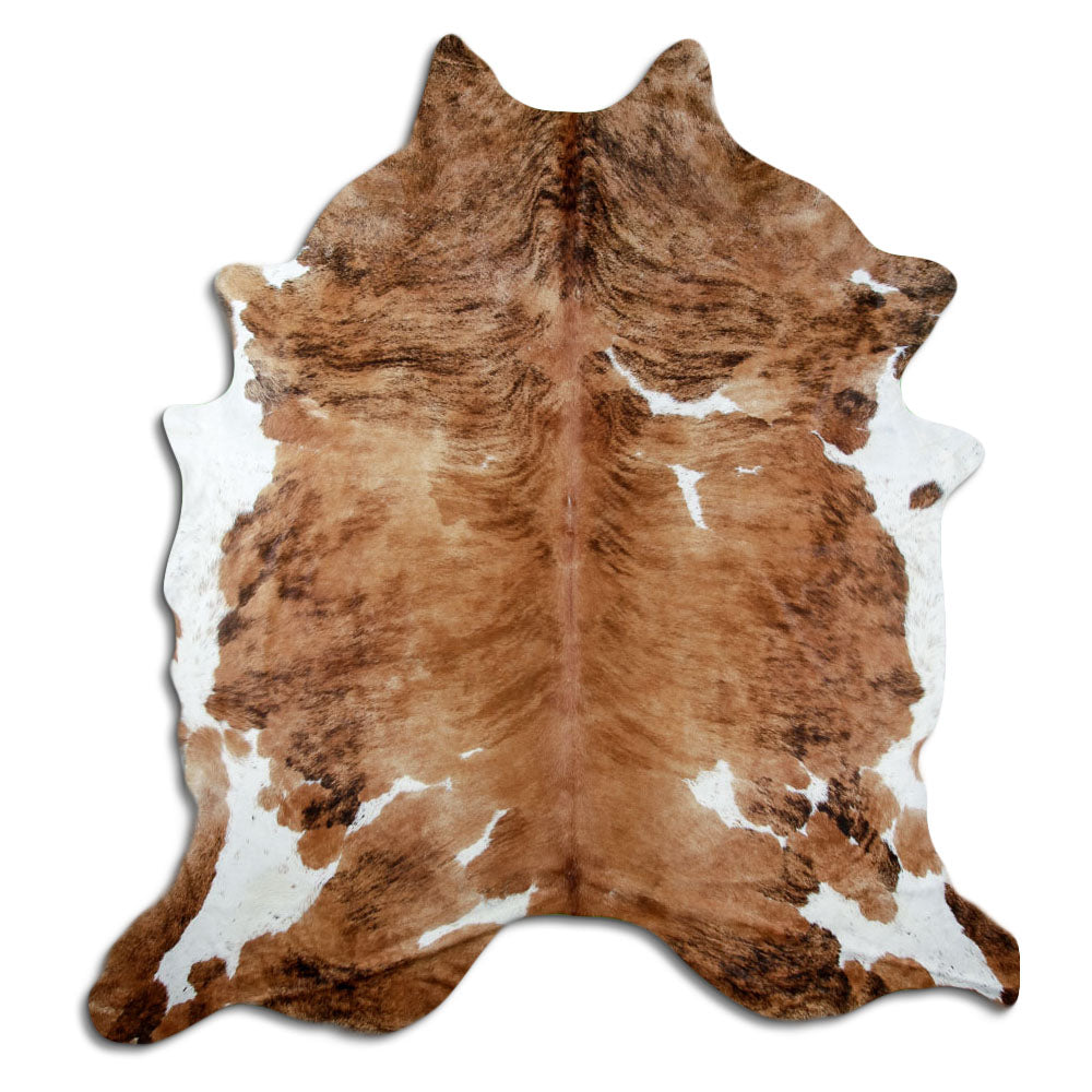 Exotische koeienhuid, ongeveer 240 × 220 cm, van bovenaf gezien: precies de huid die je ontvangt
