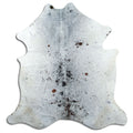 Salt & pepper koeienhuid, ongeveer 170 × 170 cm, van bovenaf gezien: precies de huid die je ontvangt
