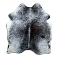Salt & pepper koeienhuid, ongeveer 170 × 140 cm, van bovenaf gezien: precies de huid die je ontvangt