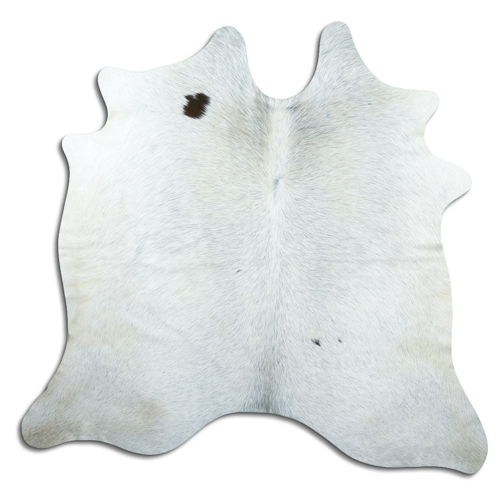 Salt & pepper koeienhuid, ongeveer 170 × 180 cm, van bovenaf gezien: precies de huid die je ontvangt