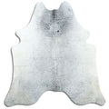 Salt & pepper koeienhuid, ongeveer 200 × 190 cm, van bovenaf gezien: precies de huid die je ontvangt