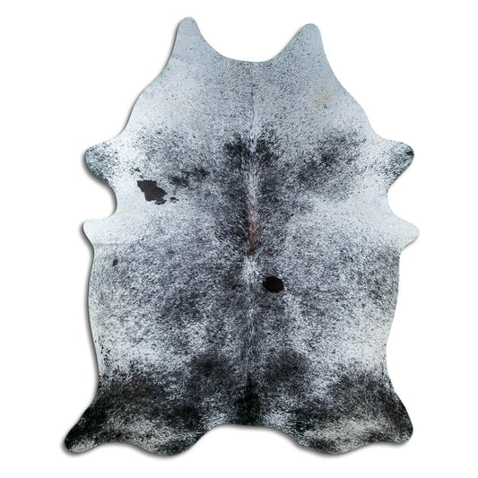 Salt & pepper koeienhuid, ongeveer 220 × 170 cm, van bovenaf gezien: precies de huid die je ontvangt