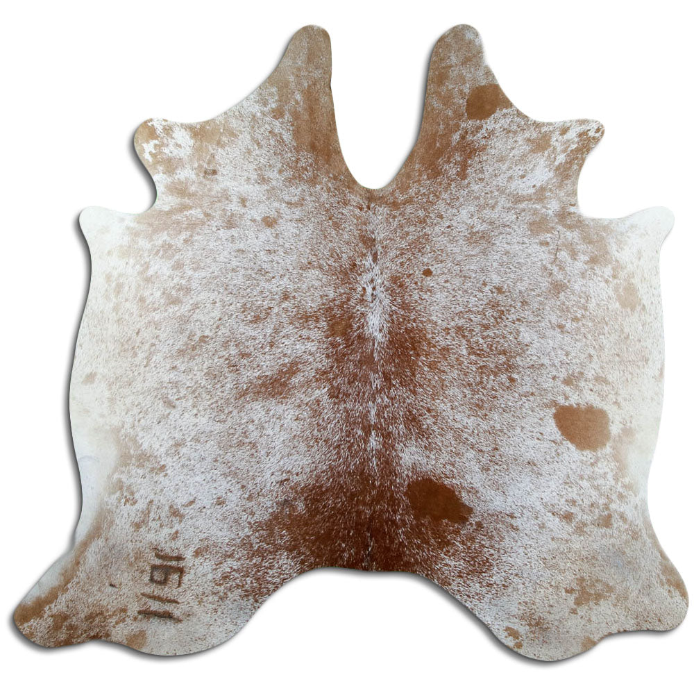 Salt & pepper koeienhuid, ongeveer 160 × 170 cm, van bovenaf gezien: precies de huid die je ontvangt