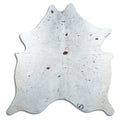 Salt & pepper koeienhuid, ongeveer 180 × 170 cm, van bovenaf gezien: precies de huid die je ontvangt