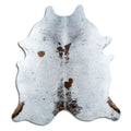 Salt & pepper koeienhuid, ongeveer 200 × 190 cm, van bovenaf gezien: precies de huid die je ontvangt