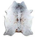 Salt & pepper koeienhuid, ongeveer 220 × 180 cm, van bovenaf gezien: precies de huid die je ontvangt