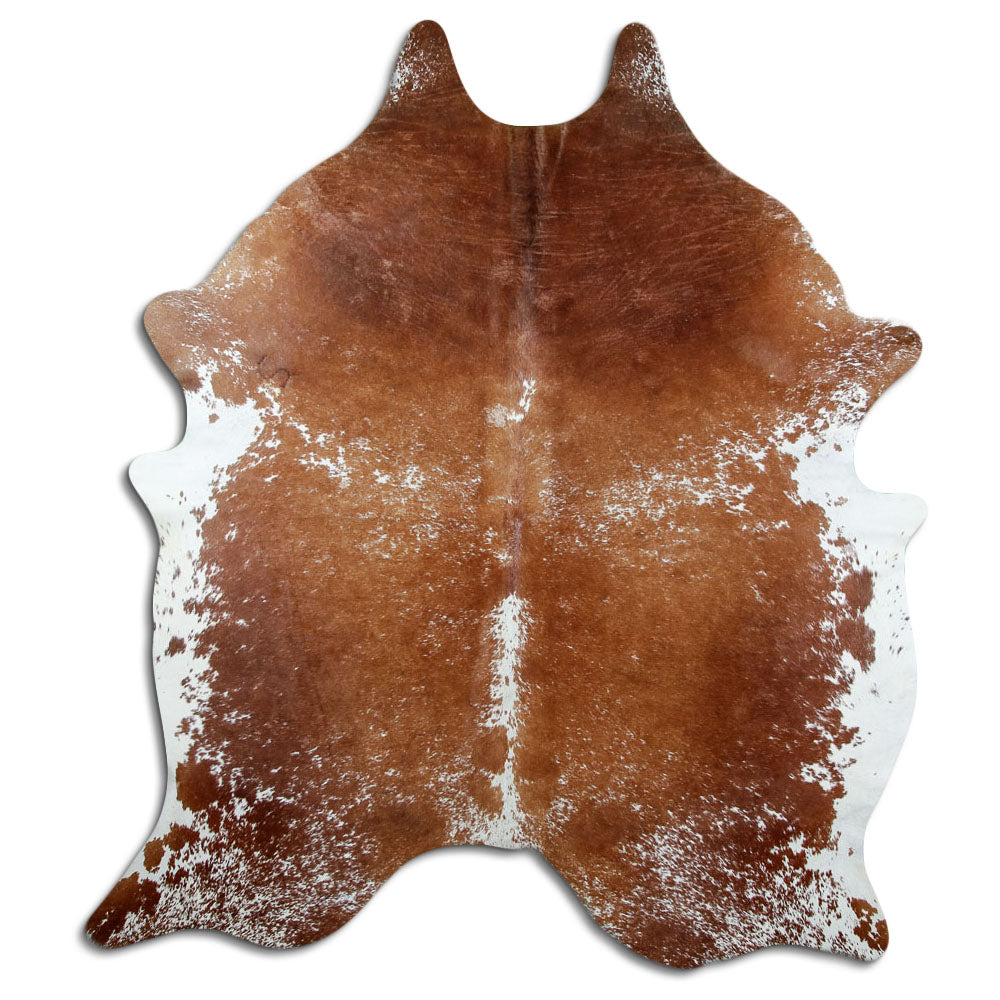 Salt & pepper koeienhuid, ongeveer 230 × 190 cm, van bovenaf gezien: precies de huid die je ontvangt