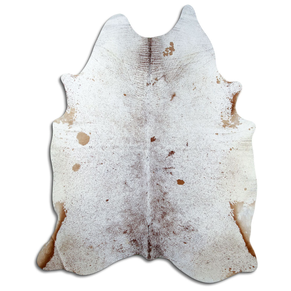 Salt & pepper koeienhuid, ongeveer 230 × 180 cm, van bovenaf gezien: precies de huid die je ontvangt