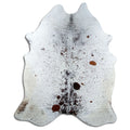 Salt & pepper koeienhuid, ongeveer 240 × 200 cm, van bovenaf gezien: precies de huid die je ontvangt