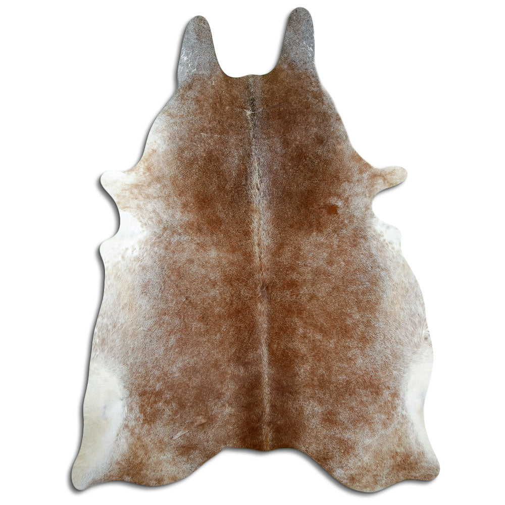 Tan grey koeienhuid, ongeveer 230 × 180 cm, van bovenaf gezien: precies de huid die je ontvangt