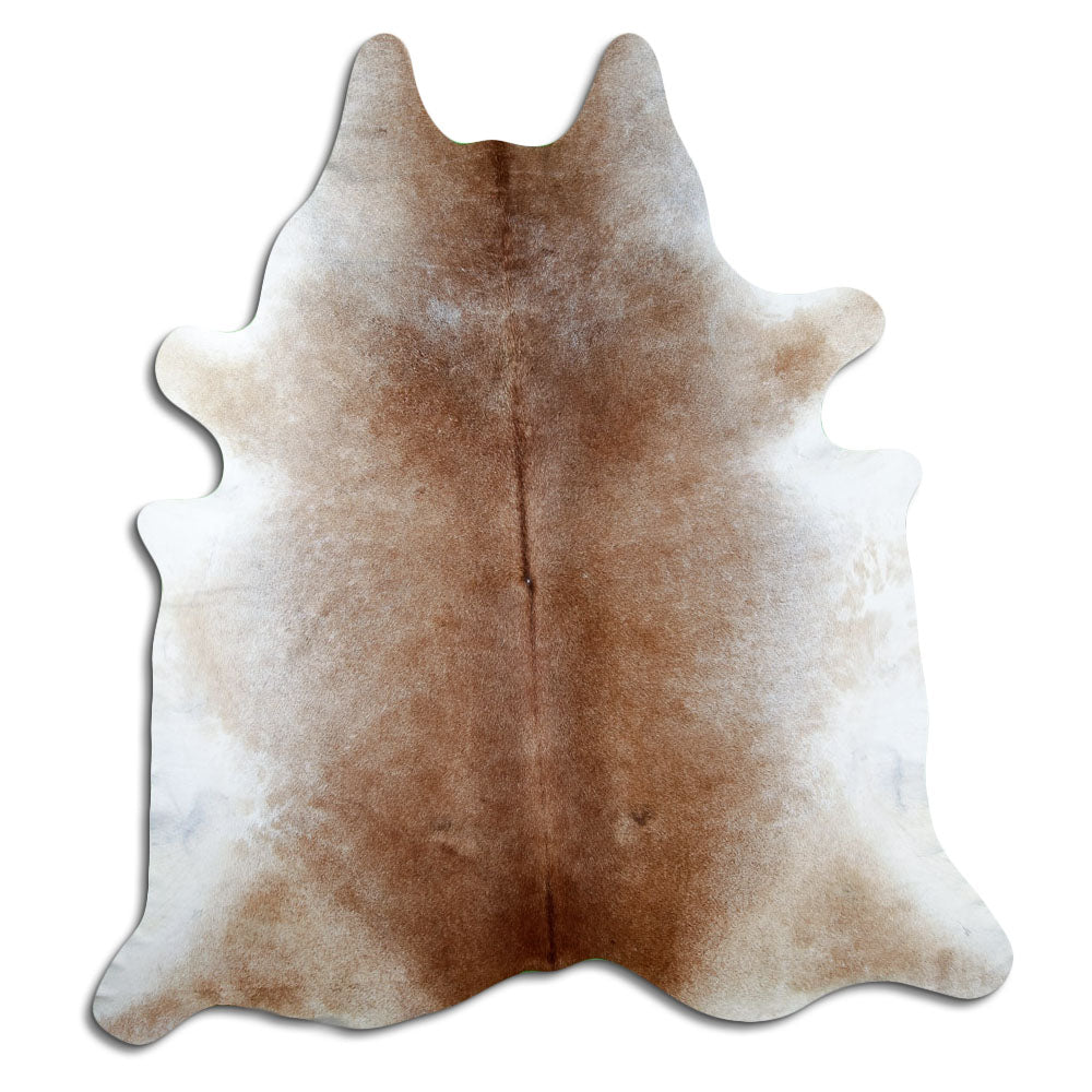 Tan grey koeienhuid, ongeveer 230 × 210 cm, van bovenaf gezien: precies de huid die je ontvangt