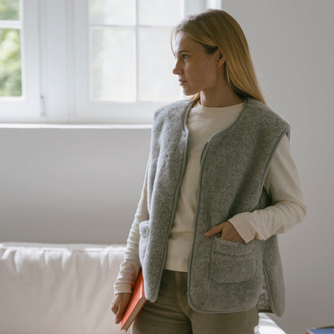 Merino bodywarmer "Island" grijs