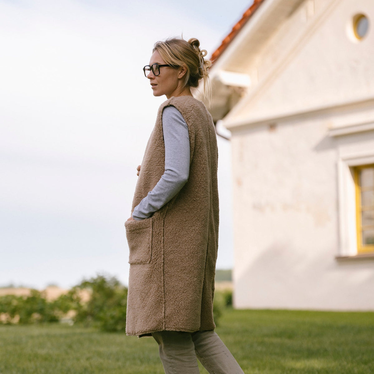 Merino bodywarmer "Sea" beige