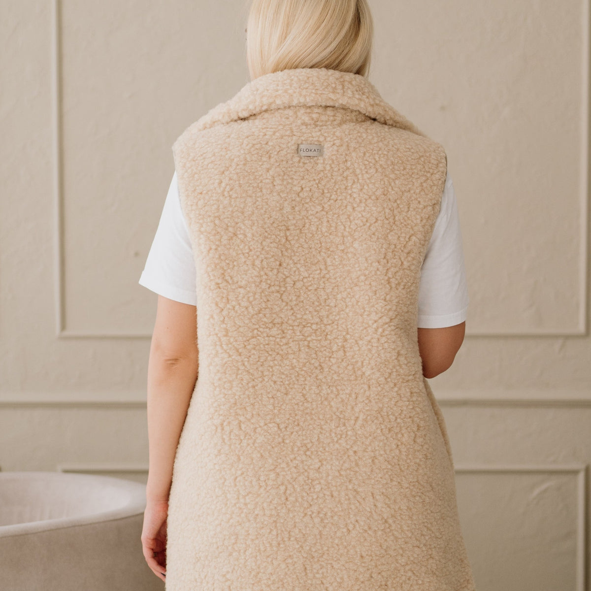 Merino bodywarmer "Wave" beige