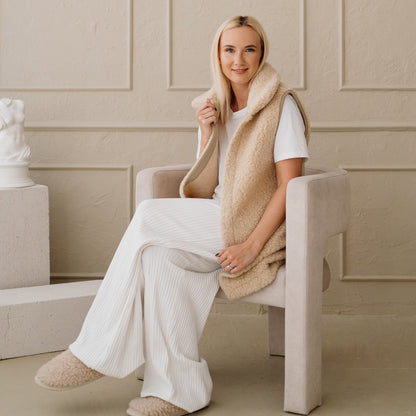 Merino bodywarmer "Wave" beige
