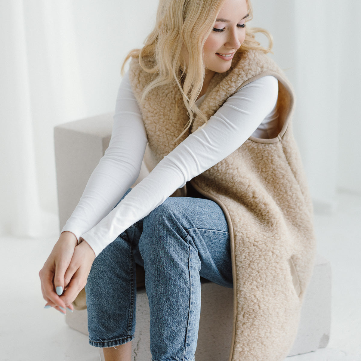 Merinowol Vest ‘'Pearl’' Beige