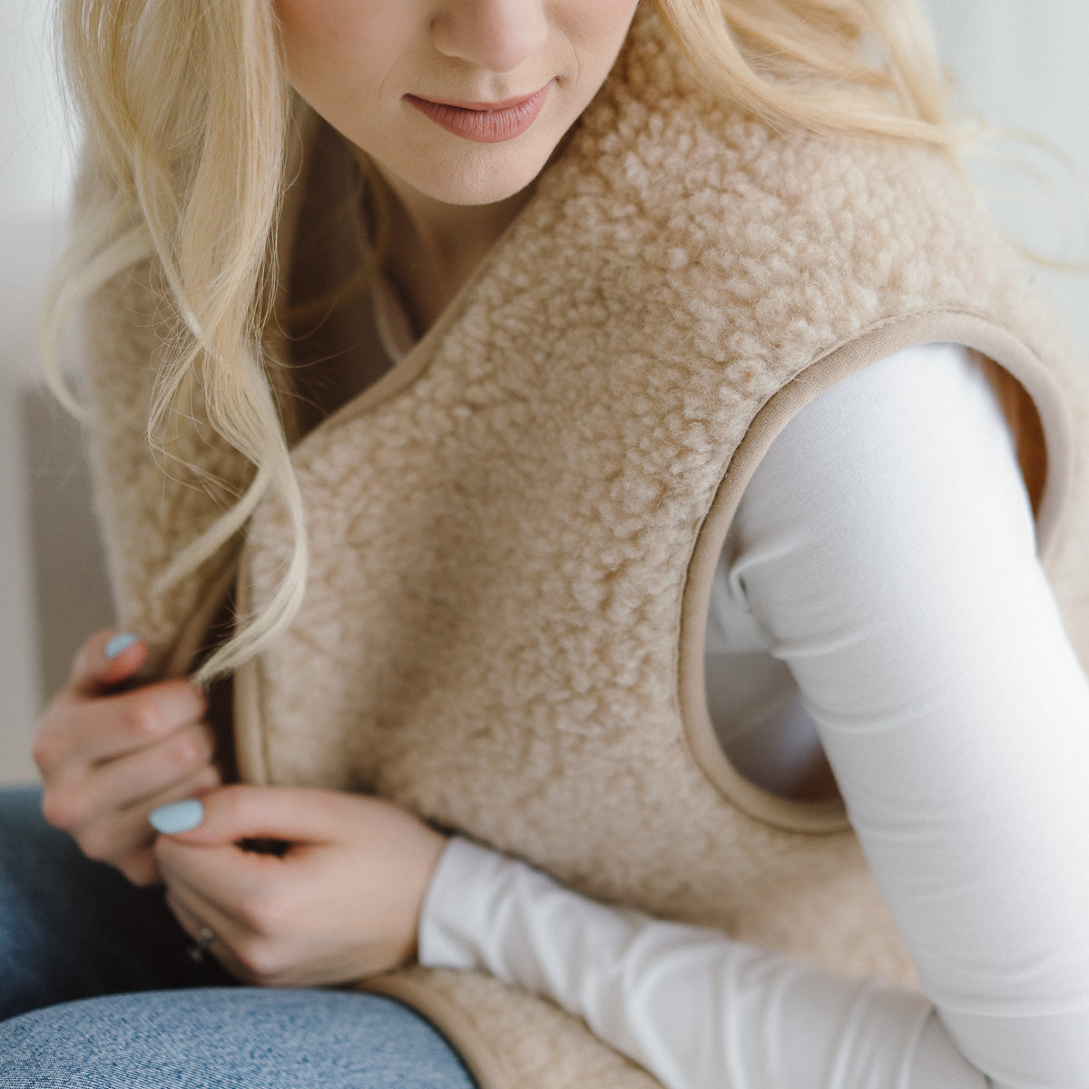 Merinowol Vest ‘'Pearl’' Beige