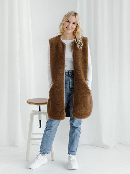 Merinowol Vest ‘'Pearl’' Donkerbruin