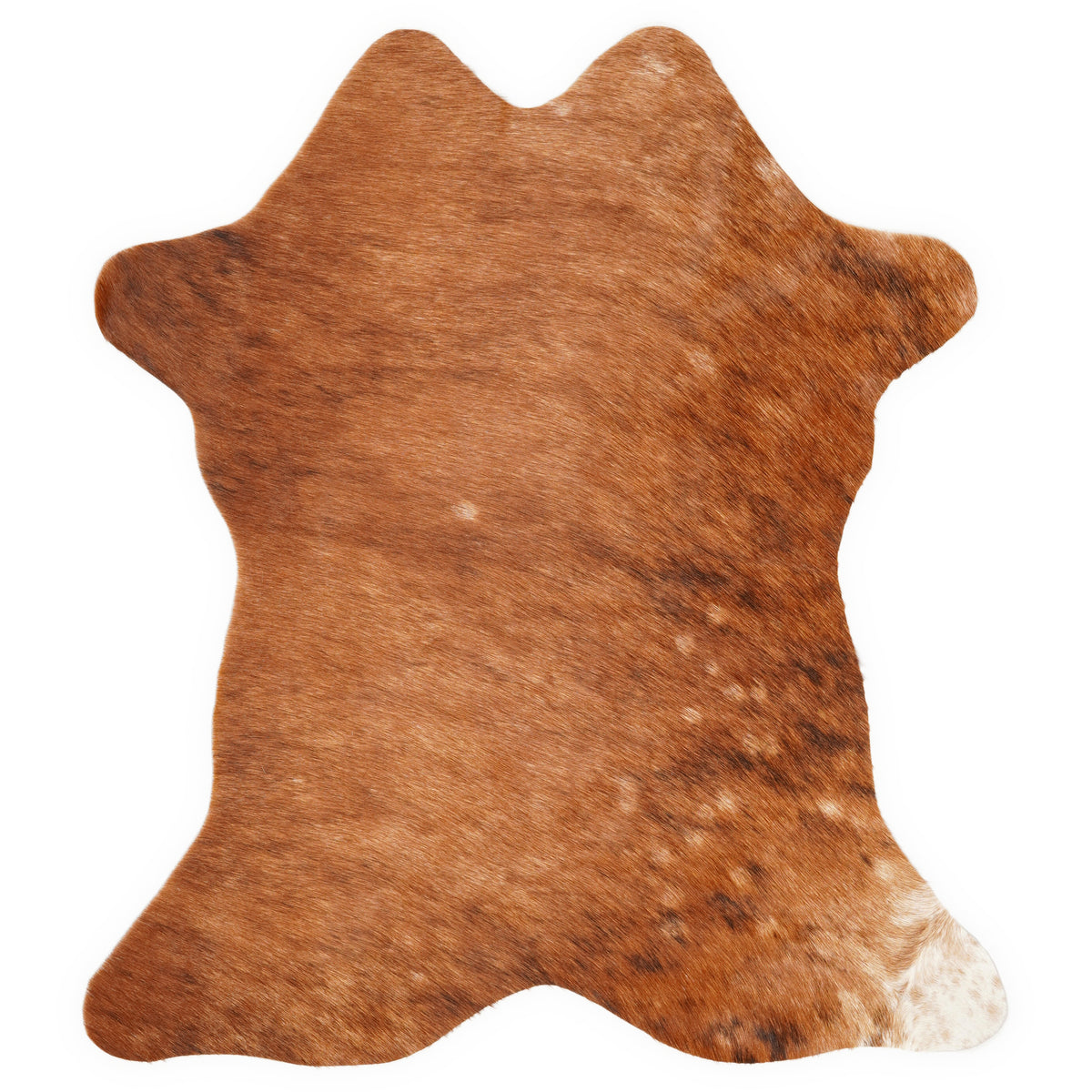 Mini koeienhuid, ongeveer 70 × 70 cm, van bovenaf gezien: precies de huid die je ontvangt
