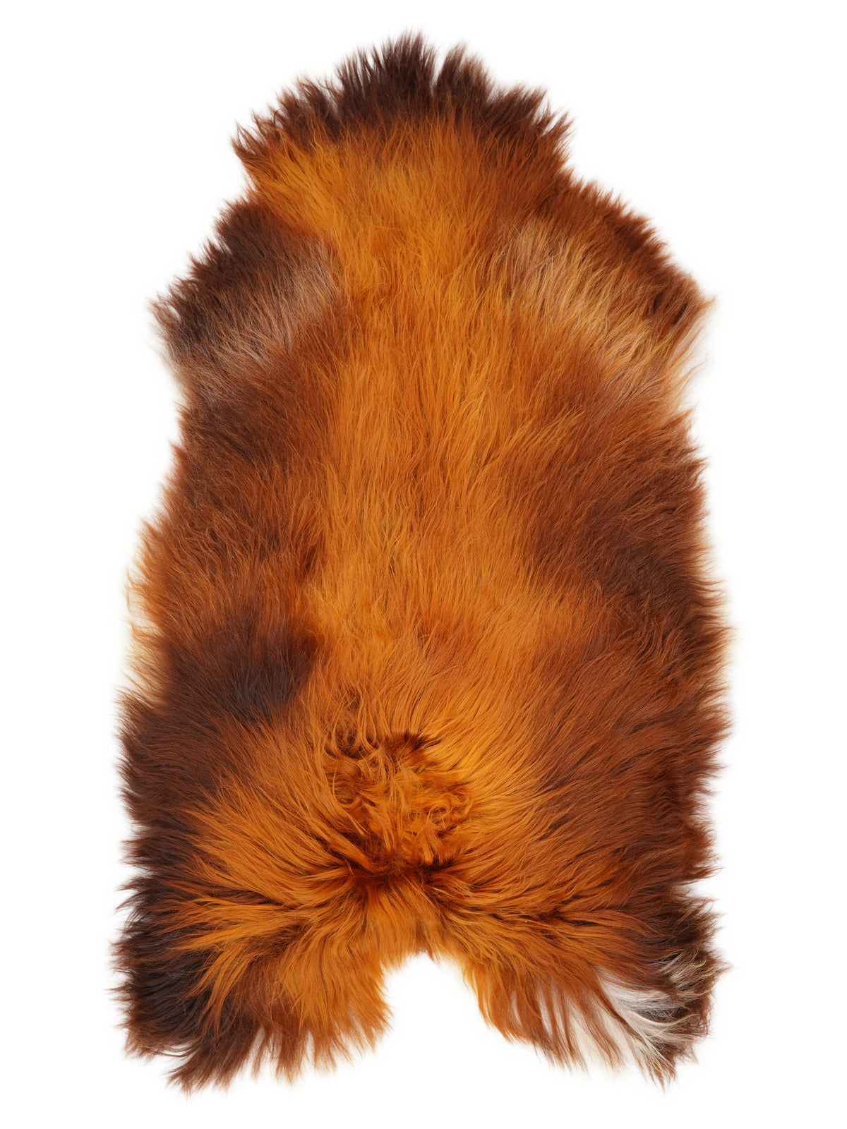 IJslandse Rusty schapenvacht, ongeveer 130 × 75 cm, van bovenaf gezien: precies de vacht die je ontvangt