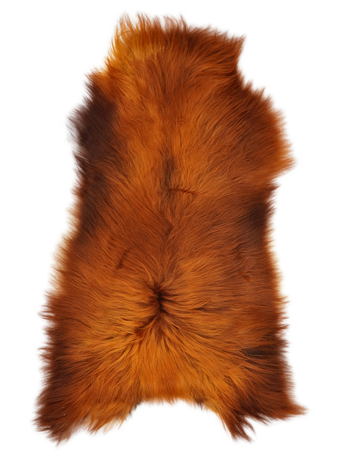 IJslandse Rusty schapenvacht, ongeveer 125 × 75 cm, van bovenaf gezien: precies de vacht die je ontvangt