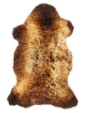 Britse meerkleurige schapenvacht, ongeveer 115 × 60 cm, van bovenaf gezien: precies de vacht die je ontvangt