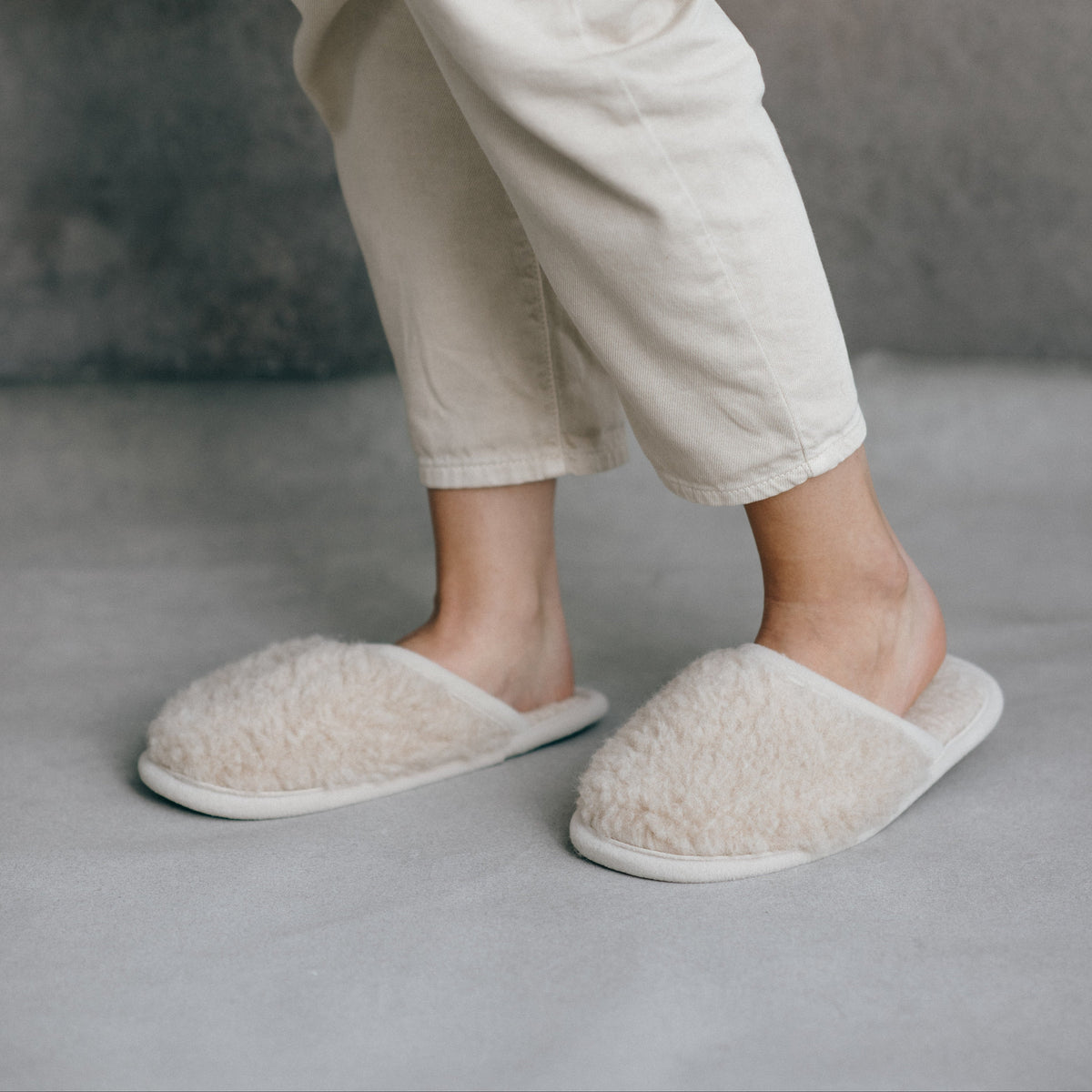 Merino sloffen "Beige"
