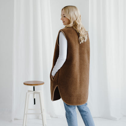 Merinowol Vest ‘'Pearl’' Donkerbruin