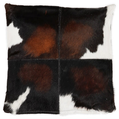Koeienhuid kussen in Tricolor, 40 × 40 cm