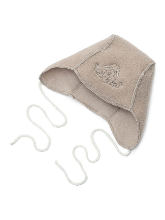 Babymutsje "Schaap" met borduursel; beige