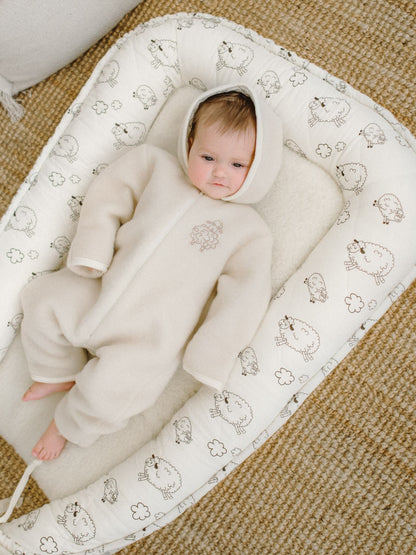 Baby boxpakje "Schaap" van merinowol; ecru