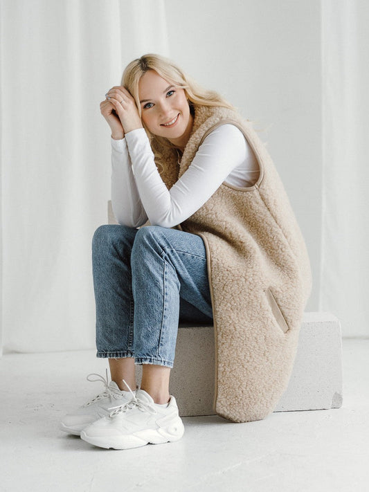 Merinowol Vest ‘'Pearl’' Beige