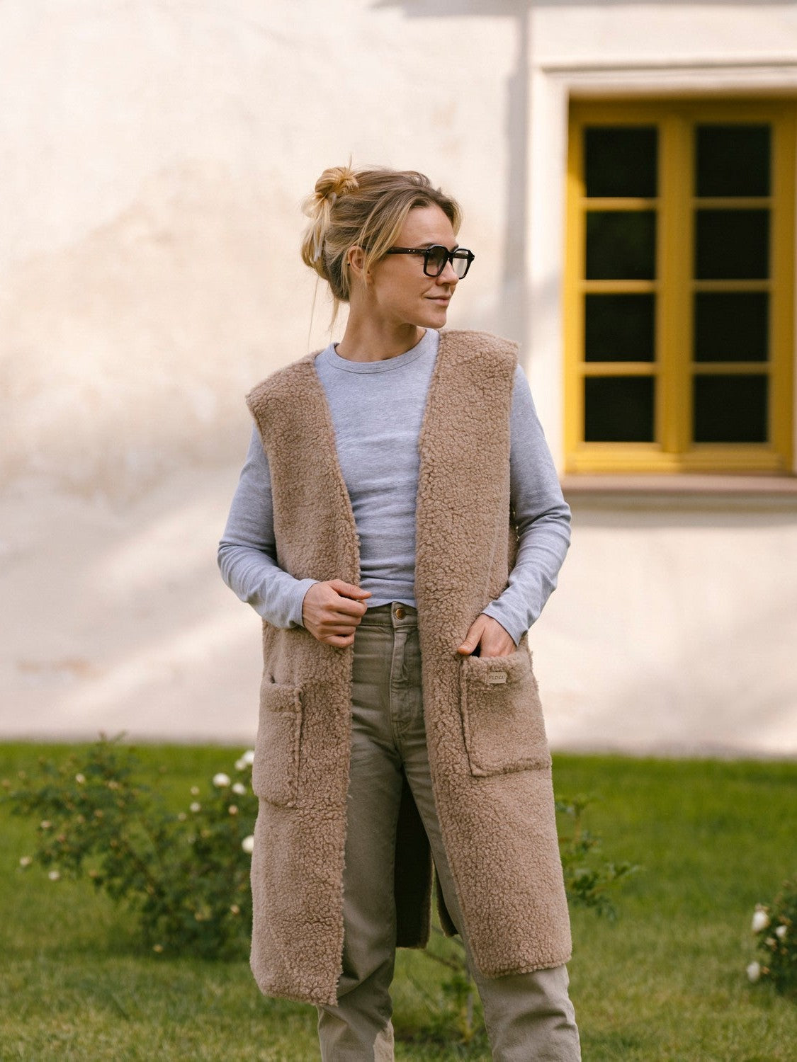 Merino bodywarmer "Sea" beige