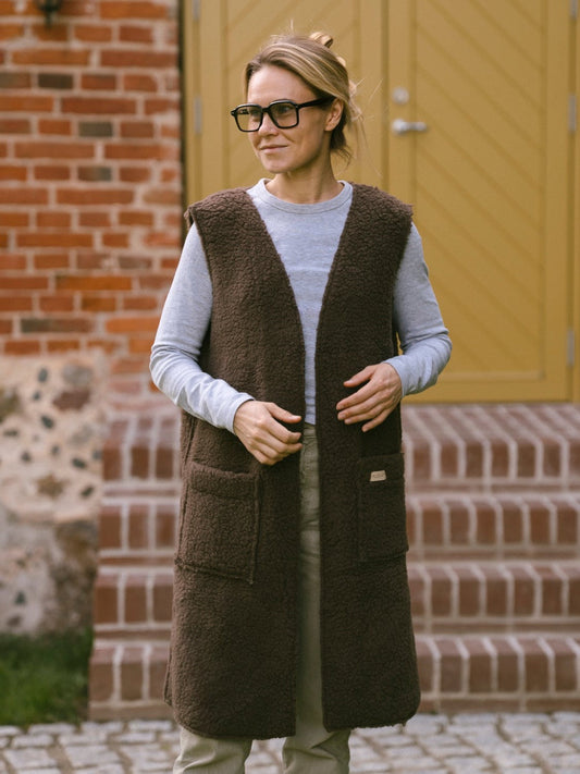 Merino bodywarmer "Sea" bruin