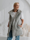 Merino bodywarmer "Wave" grijs