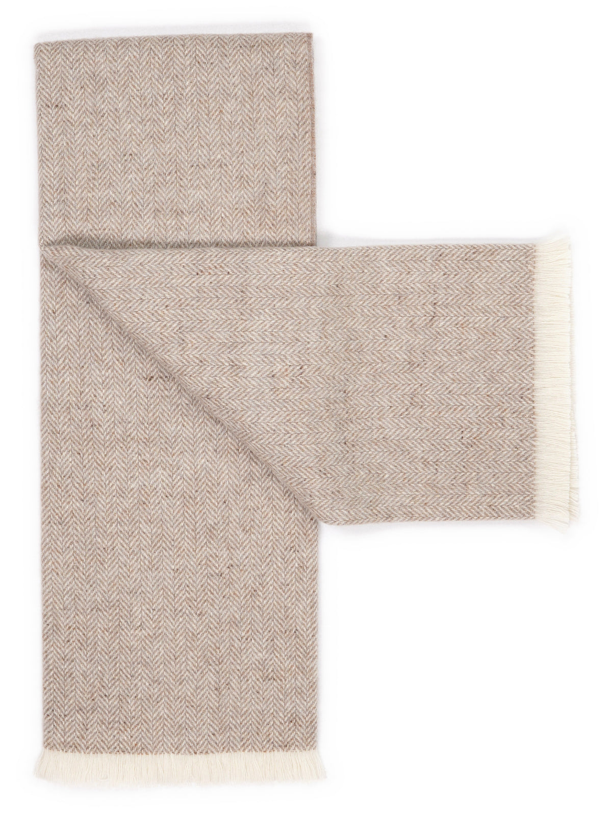 Plaid "Mountain Haze" van alpaca en merinowol – opengeslagen