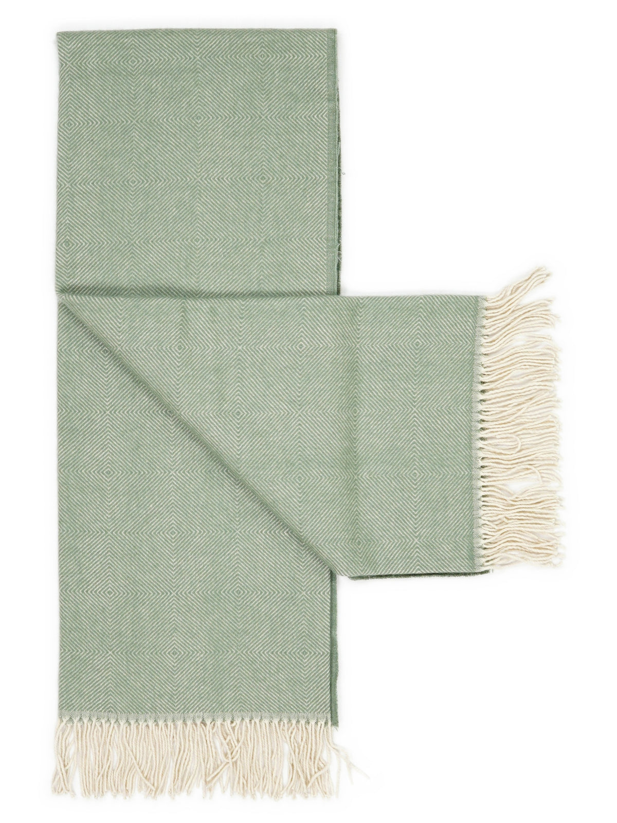 Plaid "Rune" in Salie, opengevouwen