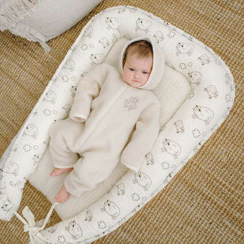 Baby boxpakje "Schaap" van merinowol; ecru